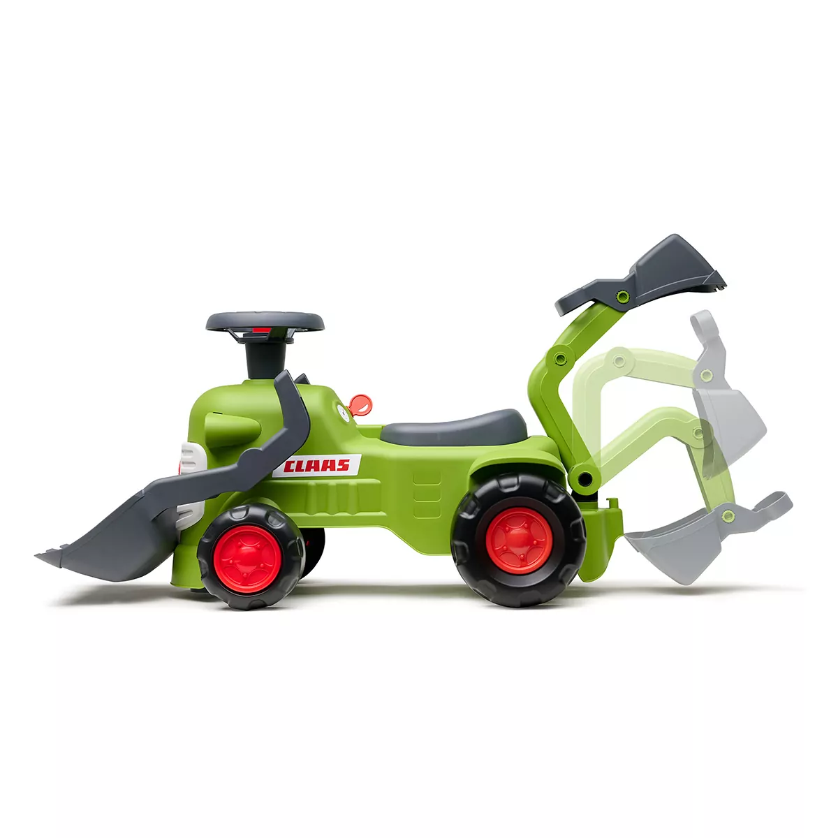 Correpasillos Tractor Claas con Pala, Retroexcavadora y Remolque | Falk - Imagen 2